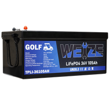 Load image into Gallery viewer, WEIZE 48V(51.2V) 105AH LiFePO4 Golf Cart Battery, 5376Wh Bluetooth Lithium Battery, 8000+ Cycles with 200A BMS, 10 Years Warranty - BAC-0117