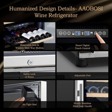 Load image into Gallery viewer, AOBOSI 24 inch Wine Cooler 154 Bottles Capacity Dual Zone - YC-408B