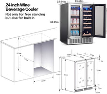 Load image into Gallery viewer, AOBOSI 24 Inch Beverage and Wine Cooler 18 Bottles and 57 Cans - YC120-2D