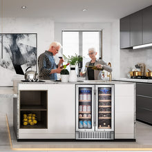 Load image into Gallery viewer, AOBOSI 24 Inch Beverage and Wine Cooler 18 Bottles and 57 Cans - YC120-2D