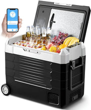 Load image into Gallery viewer, AOBOSI Portable Fridge on Wheels with Foldable Handles 59qt/55L - CE-EA55-BKW