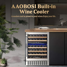 Load image into Gallery viewer, AOBOSI 24 Inch Dual Zone Wine Cooler Holds 46 Bottles - JC-145B