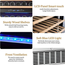 Load image into Gallery viewer, AOBOSI 24 Inch Dual Zone Wine Cooler Holds 46 Bottles - JC-145B