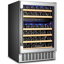 Load image into Gallery viewer, AOBOSI 24 Inch Dual Zone Wine Cooler Holds 46 Bottles - JC-145B