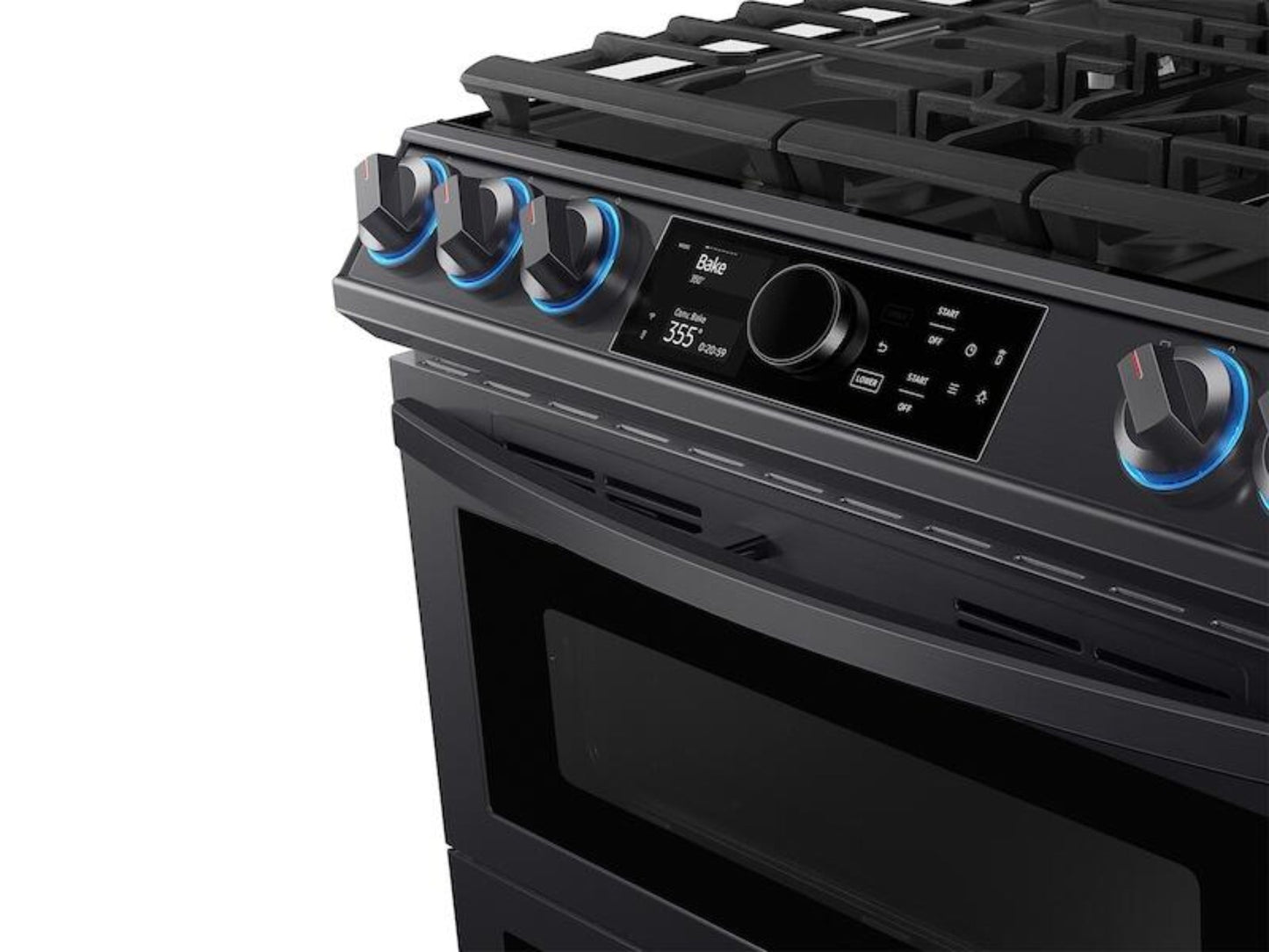 SAMSUNG 6.0 cu ft. Smart Slide-in Gas Range with Flex Duo(TM), Smart Dial & Air Fry in Black Stainless Steel - NX60T8751SG-KT