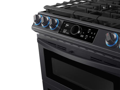 SAMSUNG 6.0 cu ft. Smart Slide-in Gas Range with Flex Duo(TM), Smart Dial & Air Fry in Black Stainless Steel - NX60T8751SG-KT