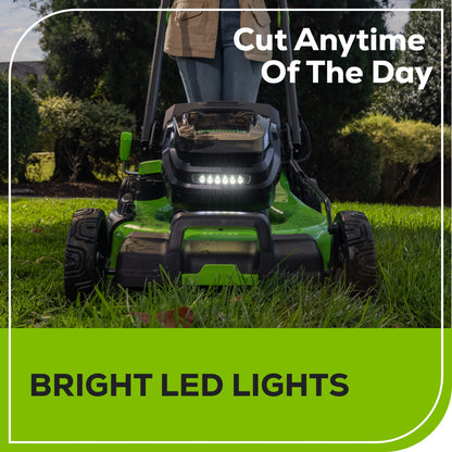 Greenworks 80V 22" Cordless Battery Dual Blade Self-Propelled Lawn Mower w/ (2) 4.0Ah Batteries & Rapid Charger - 2548102