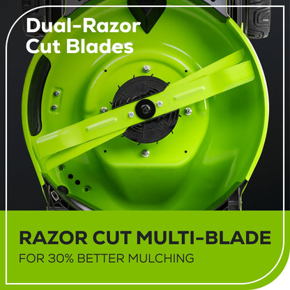 Greenworks 80V 22" Cordless Battery Dual Blade Self-Propelled Lawn Mower w/ (2) 4.0Ah Batteries & Rapid Charger - 2548102