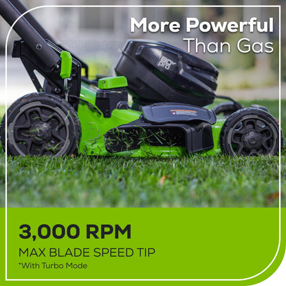 Greenworks 80V 22" Cordless Battery Dual Blade Self-Propelled Lawn Mower w/ (2) 4.0Ah Batteries & Rapid Charger - 2548102