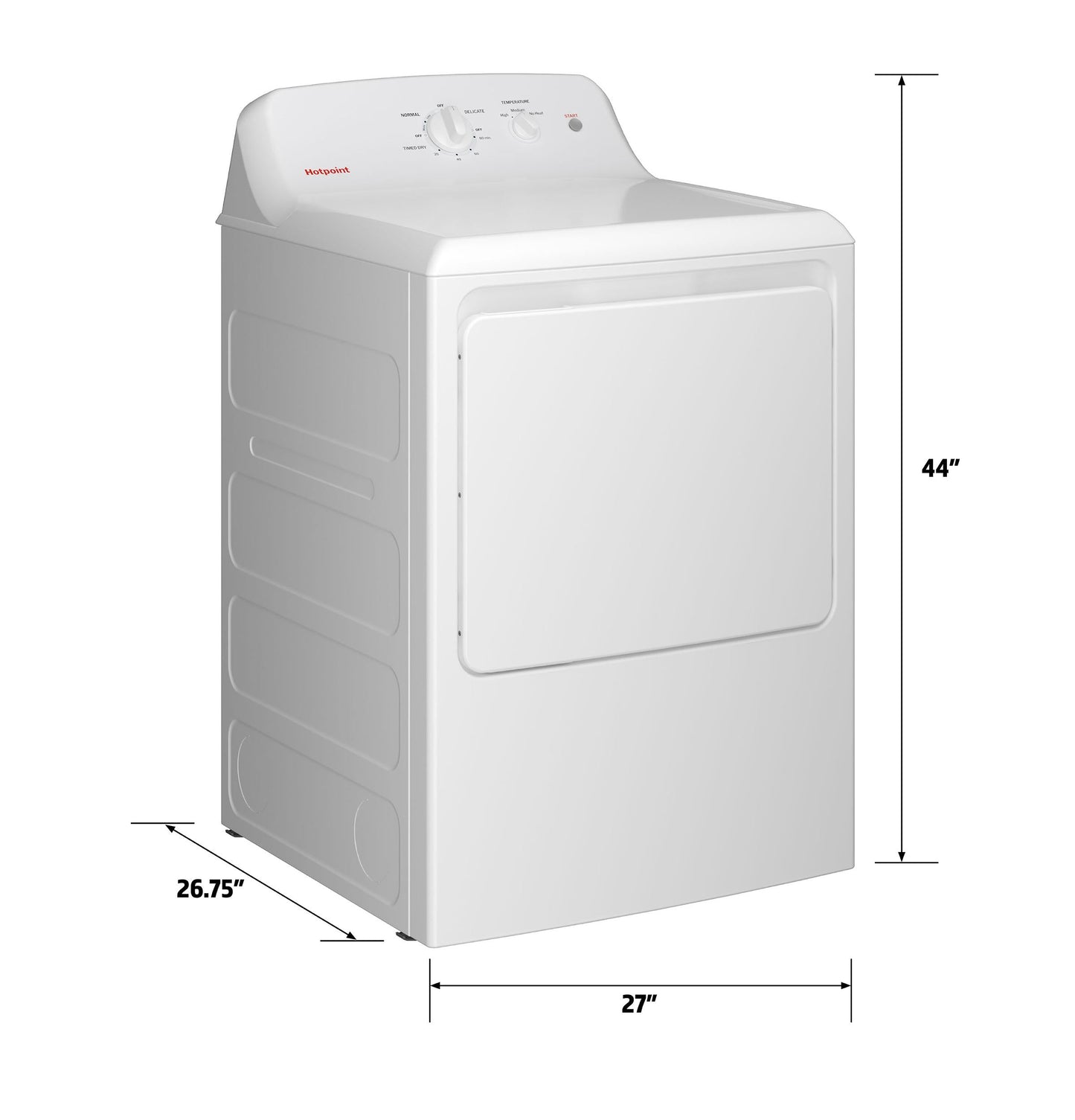 HOTPOINT 6.2 cu. ft. Capacity  Electric Dryer with Up To 120 ft. Venting and Shallow Depth - HTX26EASWWW-KT
