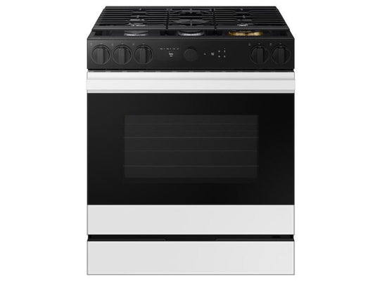 SAMSUNG Bespoke 6.0 cu. ft. Smart Slide-In Gas Range with Air Sous Vide & Air Fry in White Glass - NSG6DB850012-KT