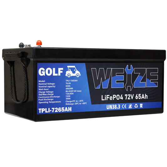 WEIZE 72V(76.8V) 65AH LiFePO4 Golf Cart Battery, 4992Wh Bluetooth Lithium Battery, 8000+ Cycles with 200A BMS, 10 Years Warranty - BAC-0118