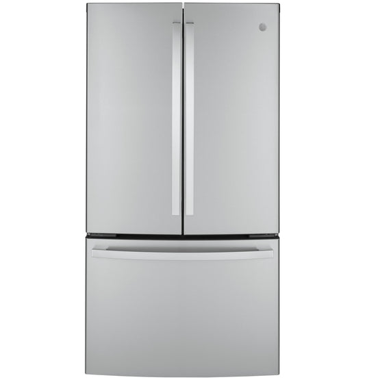 GE APPLIANCES GWE23GYNFS GE® ENERGY STAR® 23.1 Cu. Ft. Counter-Depth Fingerprint Resistant French-Door Refrigerator - GWE23GYNFS-KT