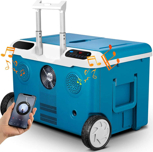 AOBOSI 12v Fridge With Buit-in Bass Speaker and Battery 42qt - UL-SU-PG36E-BU