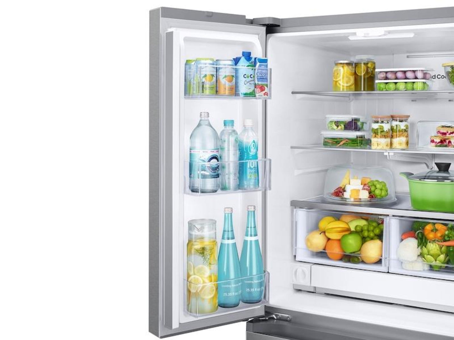 SAMSUNG 25 cu. ft. 33" 3-Door French Door Refrigerator with Dual Auto Ice Maker in Stainless Steel - RF25C5151SR-KT