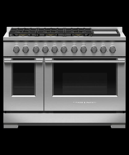 FISHER & PAYKEL RGV3486GDL Gas Range, 48", 6 Burners with Griddle - RGV3486GDL-KT