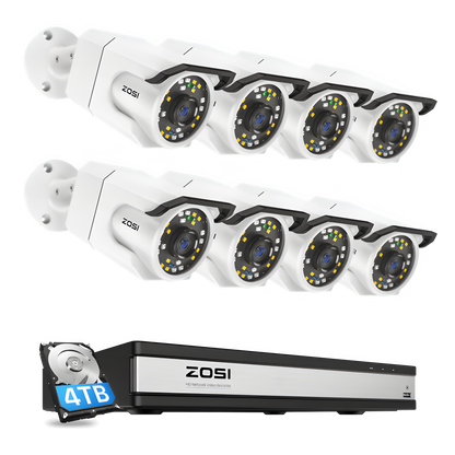 Zosi C105 4K 16 Channel PoE Security Camera System + 4TB Hard Drive - C105 4K 16