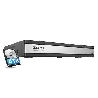 Zosi 4K 16 Channel Network Video Recorder NVR + 4TB Hard Drive - 4K 16 C