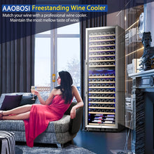 Load image into Gallery viewer, AOBOSI 24 inch ‎Wine Cooler 176 Bottles Capacity Dual Zone - YC-510B
