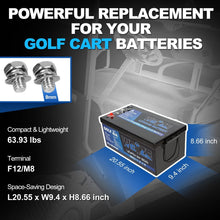 Load image into Gallery viewer, WEIZE 36V(38.4V) 105AH LiFePO4 Golf Cart Battery, 4032Wh Bluetooth Lithium Battery, 8000+ Cycles with 200A BMS, 10 Years Warranty - BAC-0116
