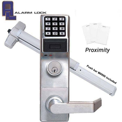 Alarm Lock Trilogy PROX Keypad Digital Lock & Panic Exit Bar M9900 w/ Audit Trail - 26D - Satin Chrome - ALL-ETPDLS1G/26DM99K