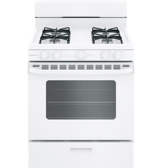 HOTPOINT 30" Free-Standing Gas Range with Cordless Battery Ignition - RGBS200DMWW-KT