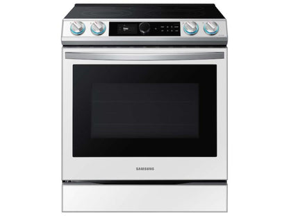 SAMSUNG Bespoke Smart Slide-in Electric Range 6.3 cu. ft. with Smart Dial & Air Fry in White Glass - NE63BB871112AA-KT