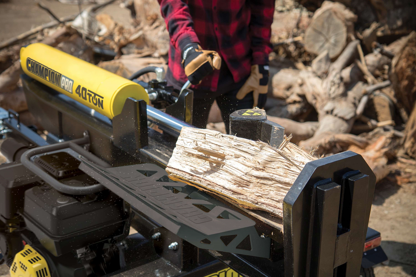 Champion 201091 Pro 40-Ton Log Splitter Horizontal/Vertical Full Beam Gas With Auto Return New - 201091