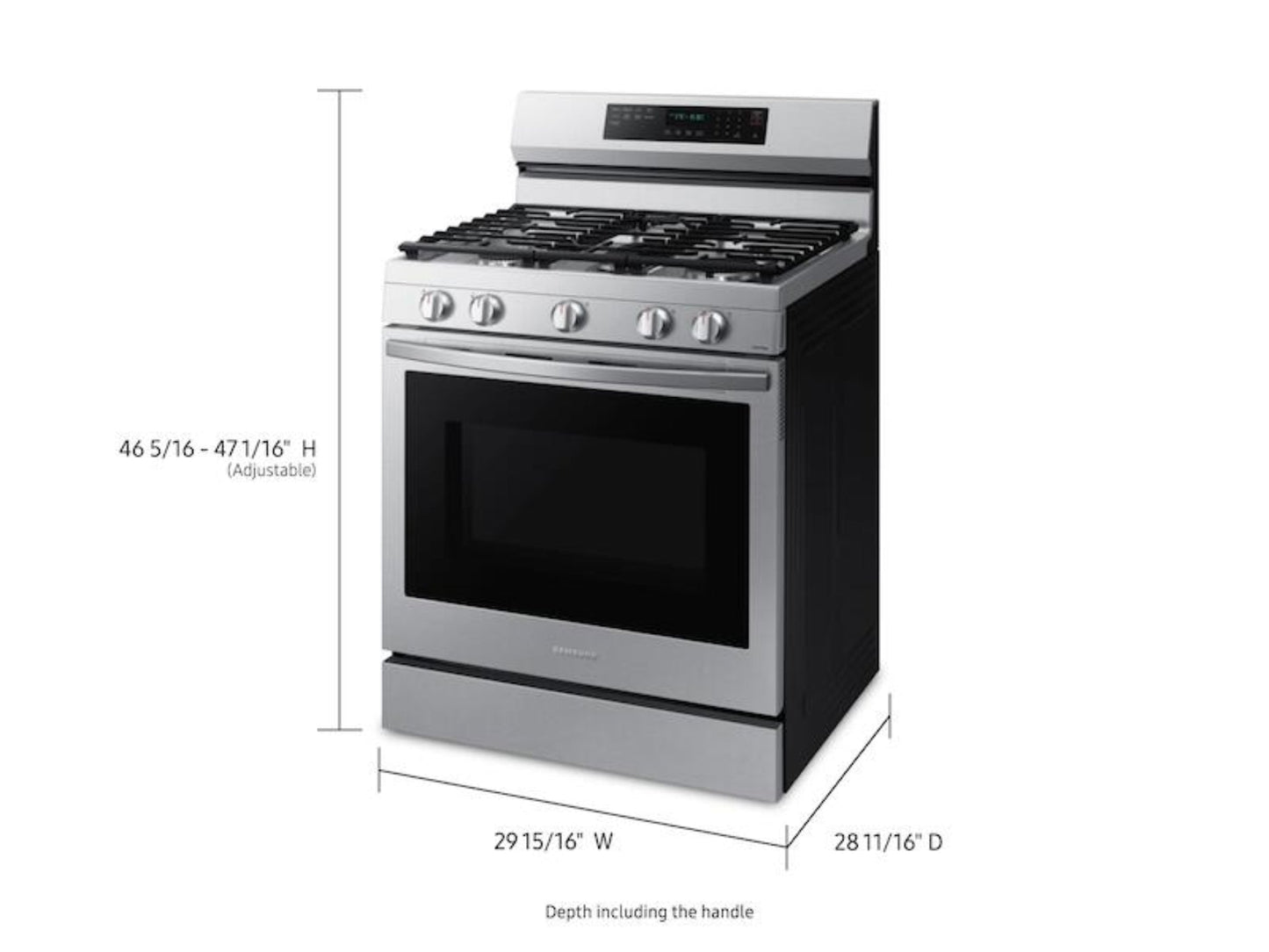 SAMSUNG 6.0 cu. ft. Smart Freestanding Gas Range with No-Preheat Air Fry, Convection+ & Stainless Cooktop in Stainless Steel - NX60A6711SS-KT