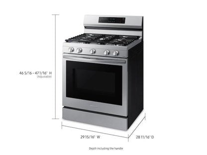 SAMSUNG 6.0 cu. ft. Smart Freestanding Gas Range with No-Preheat Air Fry, Convection+ & Stainless Cooktop in Stainless Steel - NX60A6711SS-KT