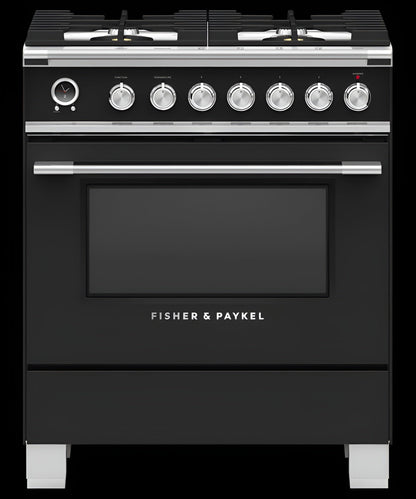 FISHER & PAYKEL OR30SCG6B1 Dual Fuel Range, 30", 4 Burners, Self-cleaning - OR30SCG6B1-KT