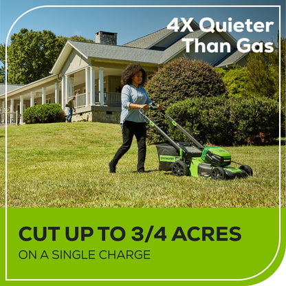 Greenworks 80V 21" Cordless Battery 4-in-1 Self-Propelled Lawn Mower w/ 4.0Ah, 2.0Ah Battery & Rapid Charger - 2544502