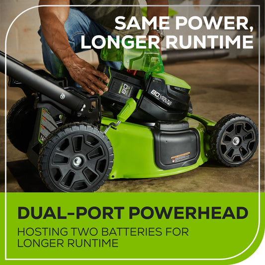 Greenworks 80V 21" Cordless Battery 4-in-1 Self-Propelled Lawn Mower w/ 4.0Ah, 2.0Ah Battery & Rapid Charger - 2544502
