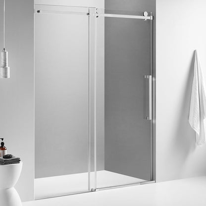 Serene Valley 72 x 74 Inch Square Rail Frameless Sliding Shower Door, Chrome - 280460