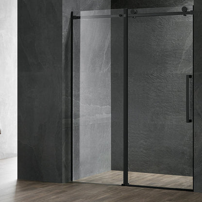 Serene Valley 68 x 74 Inch Square Rail Frameless Sliding Shower Door, Black - 280461