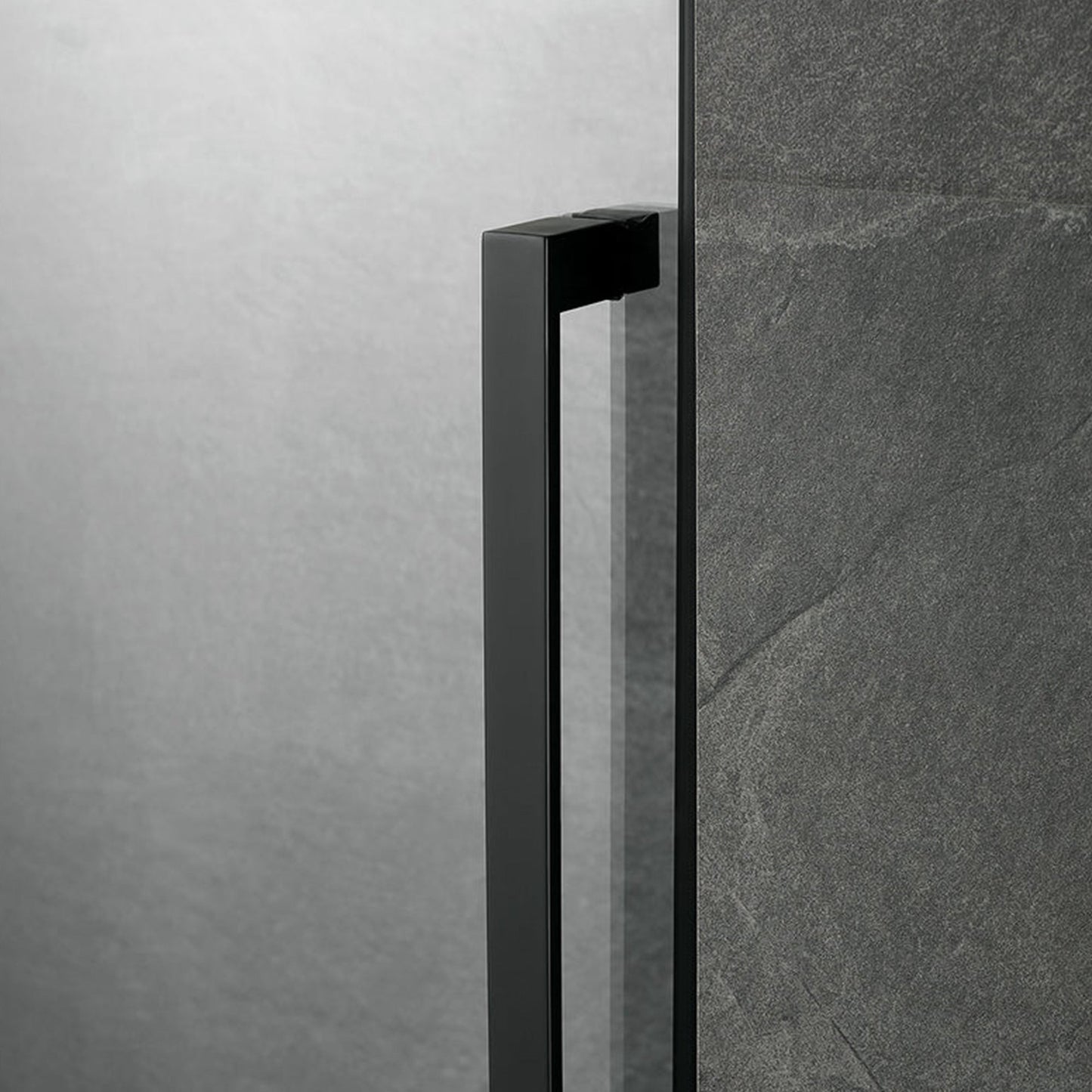 Serene Valley 68 x 74 Inch Square Rail Frameless Sliding Shower Door, Black - 280461