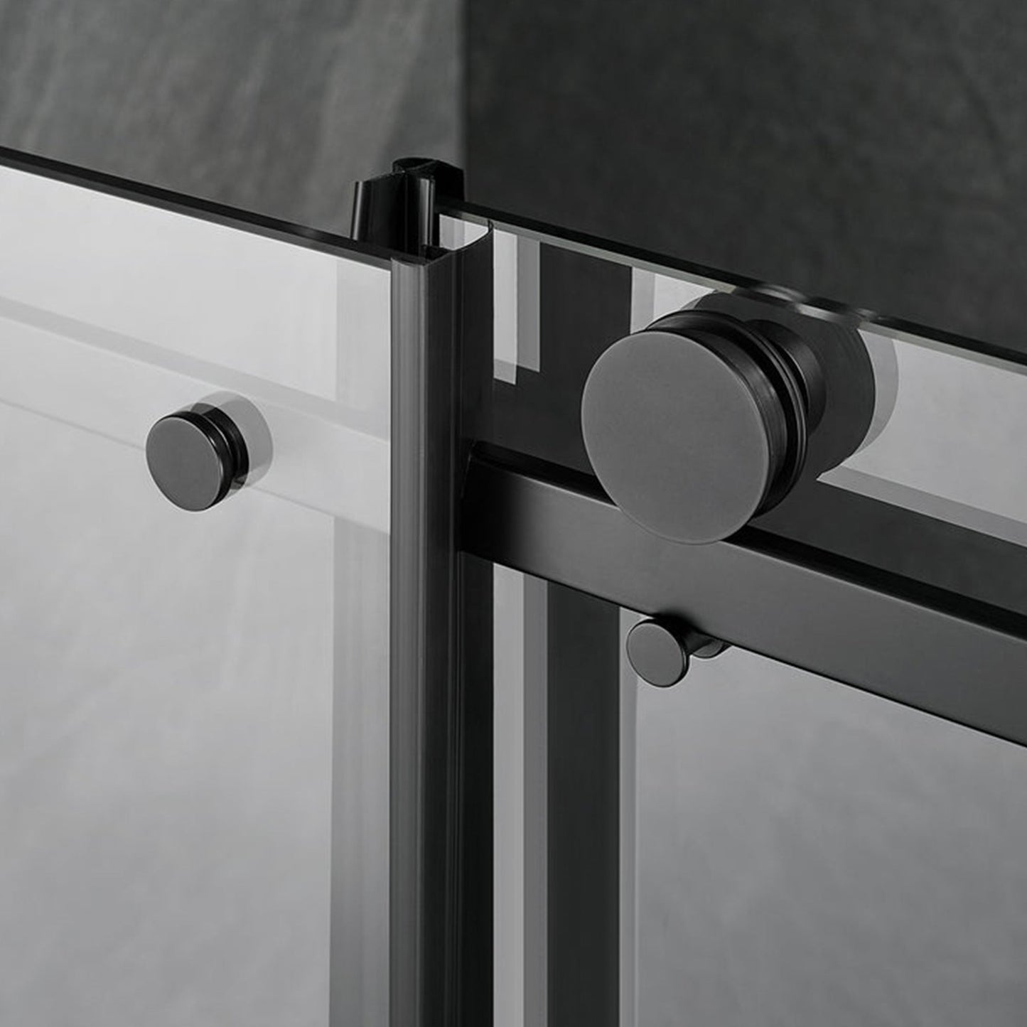 Serene Valley 68 x 74 Inch Square Rail Frameless Sliding Shower Door, Black - 280461