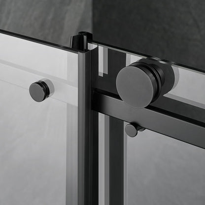 Serene Valley 68 x 74 Inch Square Rail Frameless Sliding Shower Door, Black - 280461