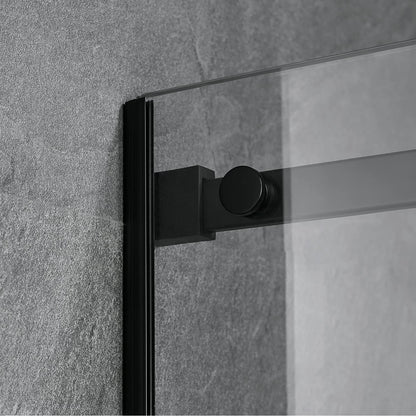 Serene Valley 48 x 74 Inch Square Rail Frameless Sliding Shower Door, Black - 280465