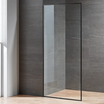 Serene Valley 34 x 72 Inch Tempered Glass Stand Alone Shower Screen, Matte Black - 280468