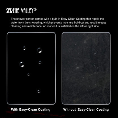 Serene Valley 34 x 72 Inch Tempered Glass Stand Alone Shower Screen, Matte Black - 280468