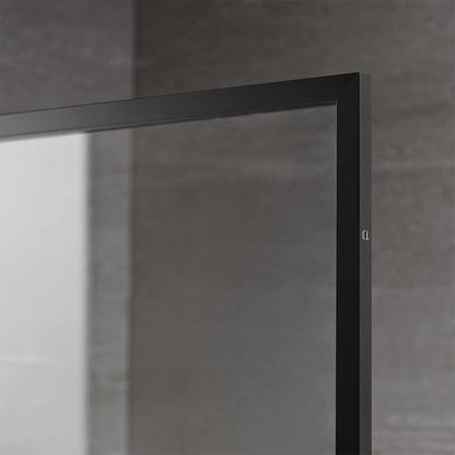 Serene Valley 34 x 72 Inch Tempered Glass Stand Alone Shower Screen, Matte Black - 280468
