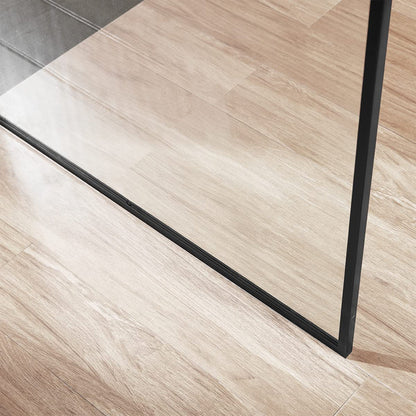 Serene Valley 34 x 72 Inch Tempered Glass Stand Alone Shower Screen, Matte Black - 280468