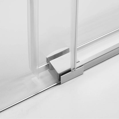 Serene Valley 72 x 74" Big Roller Frameless Sliding Shower Door, Brushed Nickel - 280485