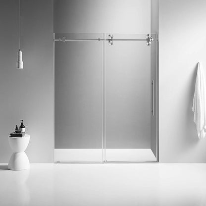 Serene Valley 72 x 74" Big Roller Frameless Sliding Shower Door, Brushed Nickel - 280485