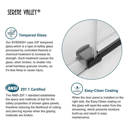 Serene Valley 72 x 74" Big Roller Frameless Sliding Shower Door, Brushed Nickel - 280485