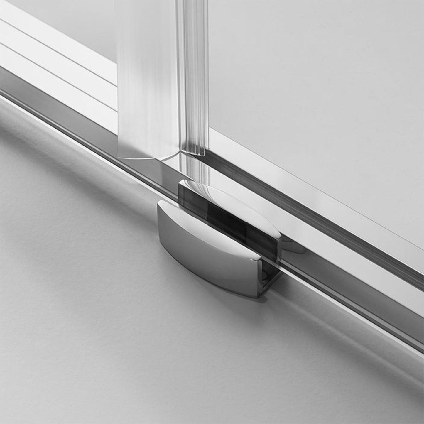 Serene Valley 60 x 66 Inch Square Rail Frameless Sliding Shower Door, Chrome - 280489