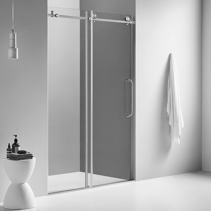 Serene Valley 60 x 66" Big Roller Frameless Sliding Shower Door, Brushed Nickel - 280492