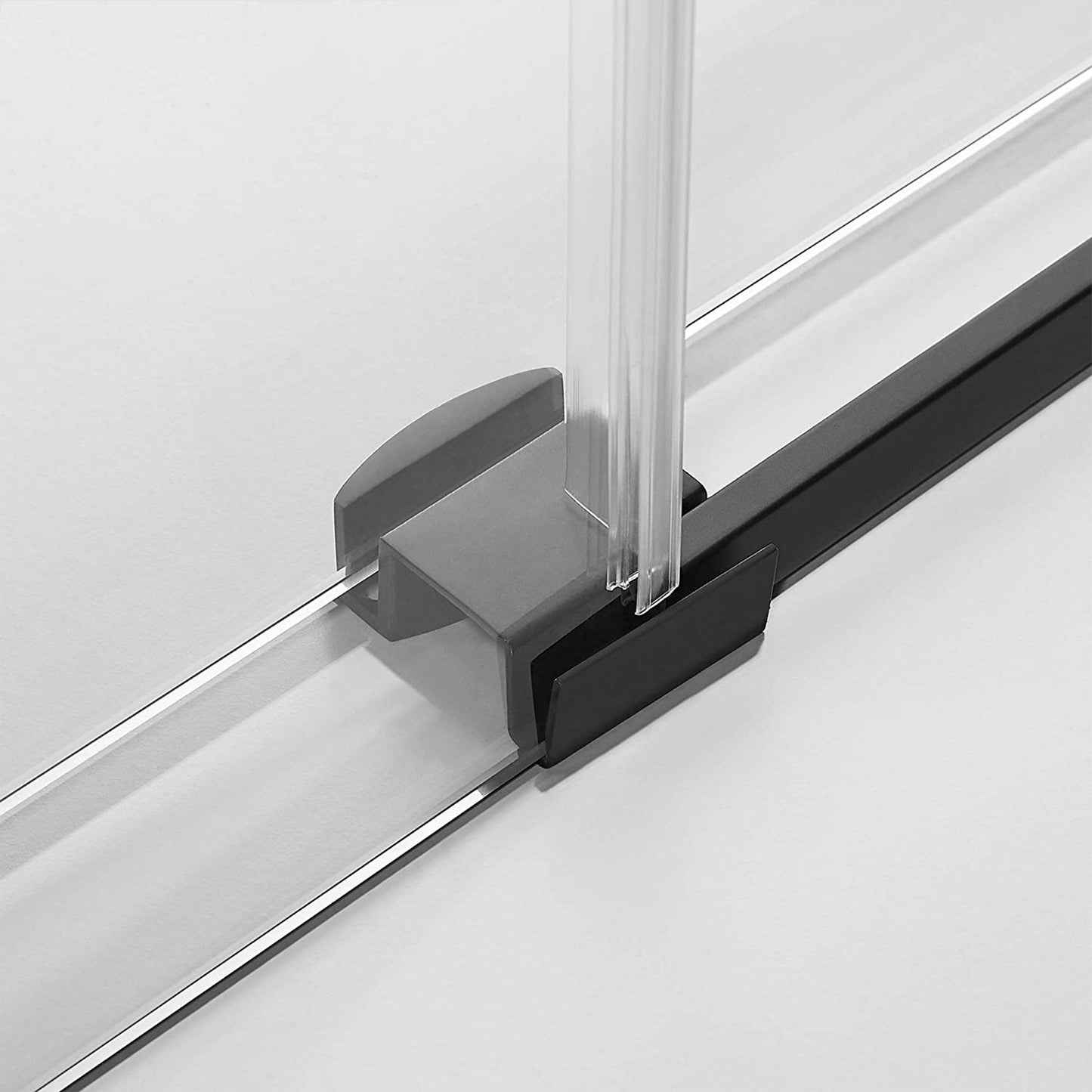 Serene Valley 56 x 74 Inch Big Roller Frameless Sliding Shower Door, Matte Black - 280494