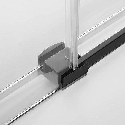 Serene Valley 56 x 74 Inch Big Roller Frameless Sliding Shower Door, Matte Black - 280494